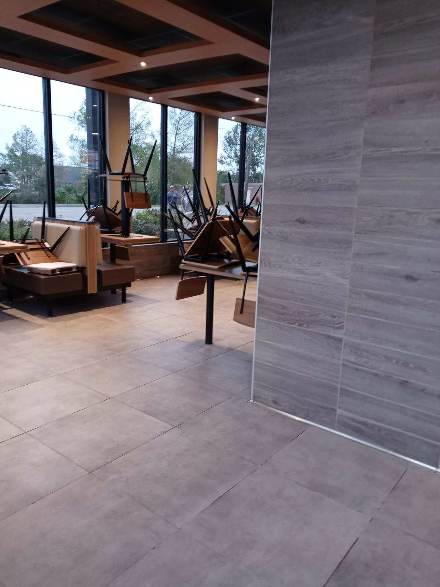 Finished commercial tile floor — large format, clean lines, Sisson Tile by Sisson Tile