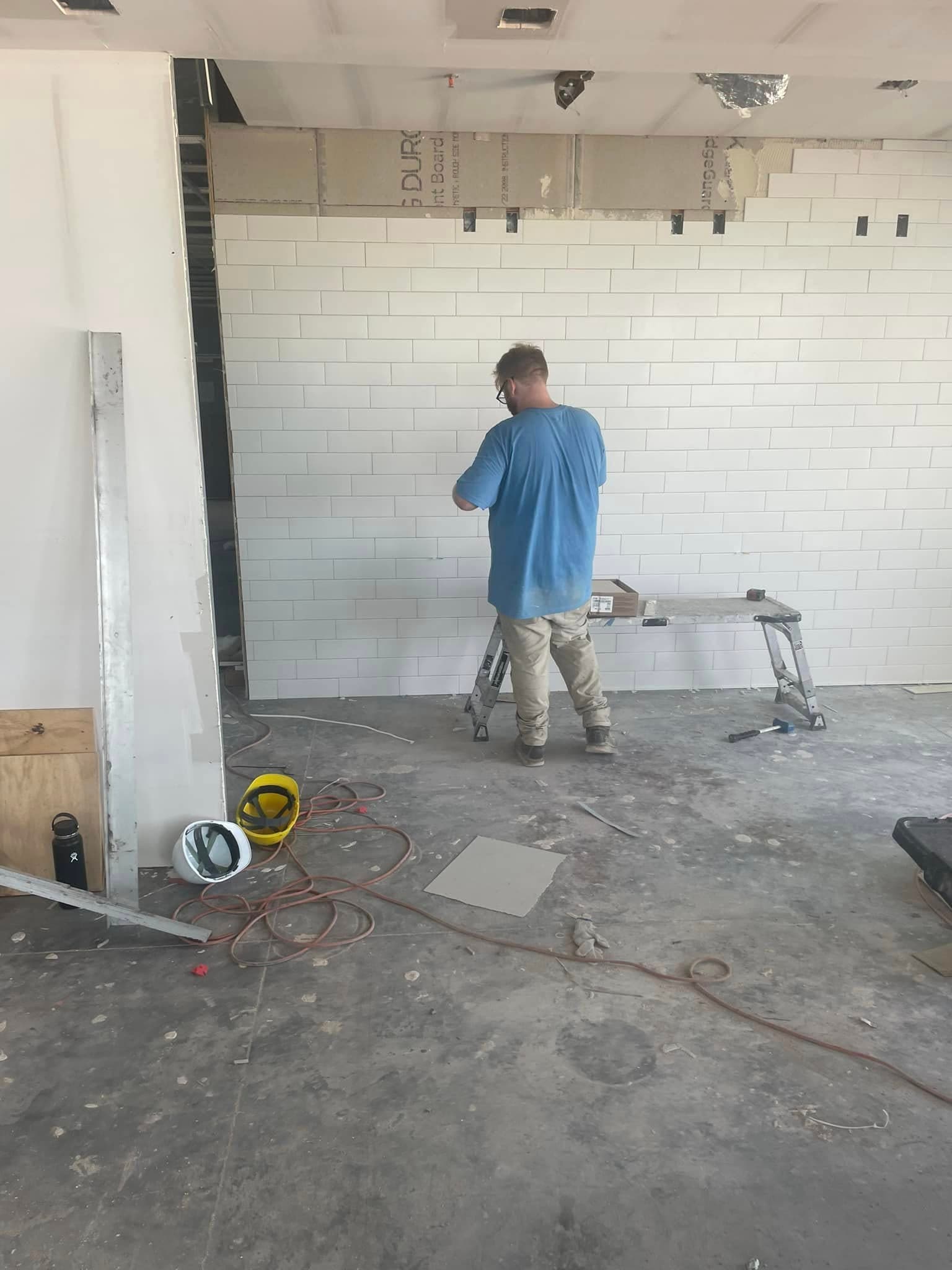 Finished residential tile work — bathroom and shower by Sisson Tile