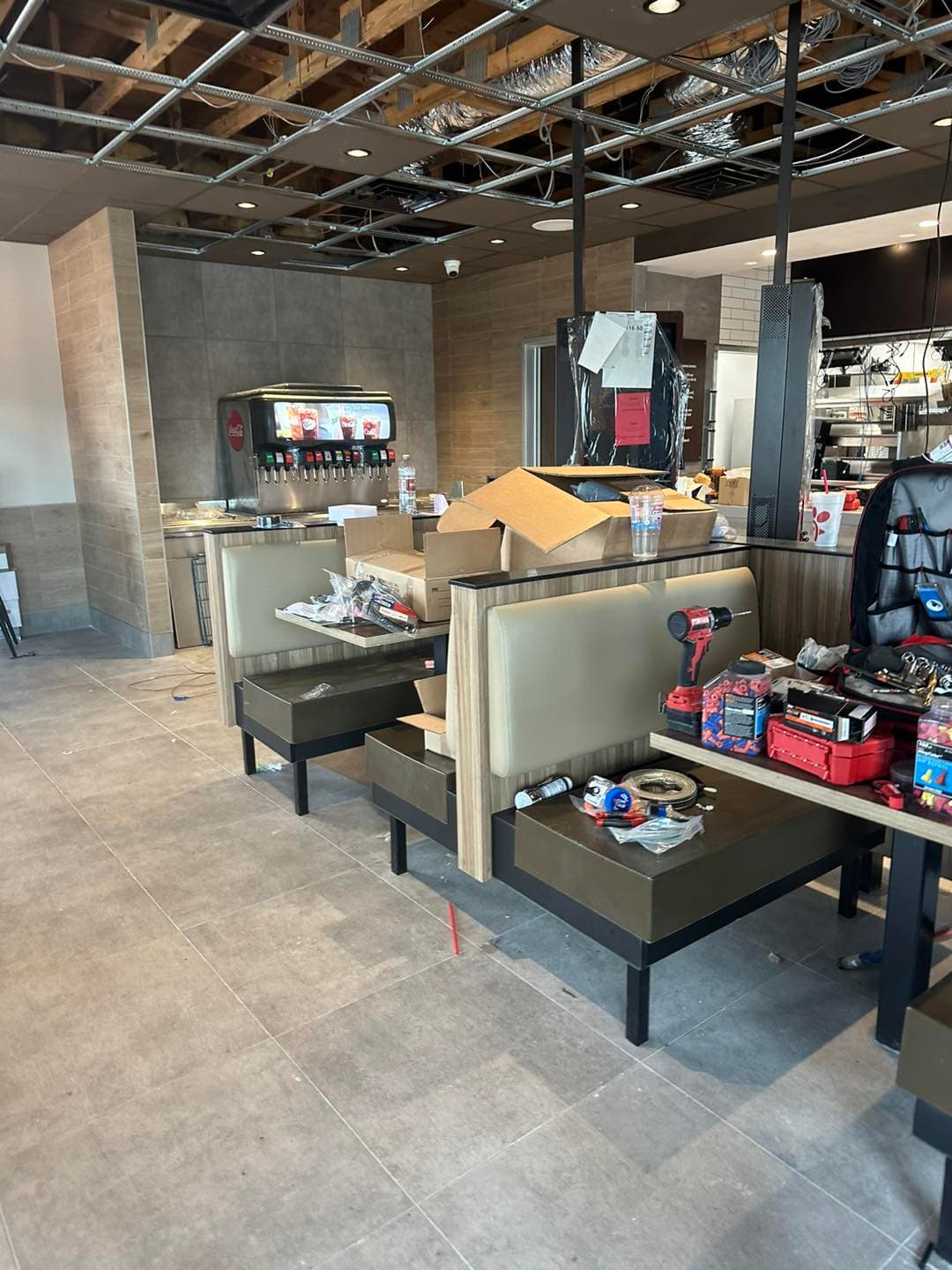 Large-format floor tile installation — commercial project by Sisson Tile
