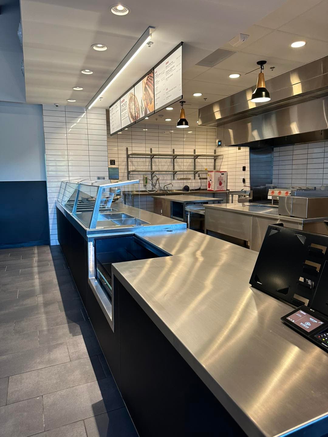 Restaurant back-of-house tile work and epoxy grout by Sisson Tile — health code ready by Sisson Tile